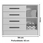 Cômoda Infantil Encanto 1 Porta 4 Gavetas Branco - Qmovi