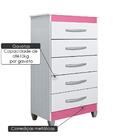 Cômoda Infantil Esmeralda Com 5 Gavetas - Branco/rosa