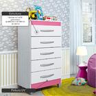 Cômoda Infantil Esmeralda Com 5 Gavetas - Branco/rosa