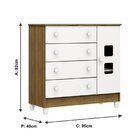 Cômoda Infantil Fraldário 1 Porta 4 Gavetas Mel Branco/bétula