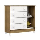 Cômoda Infantil Fraldário 1 Porta 4 Gavetas Mel Branco/bétula