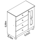 Cômoda Infantil Katatau 1 Portas 4 Gavetas Branco/mezzo - Red