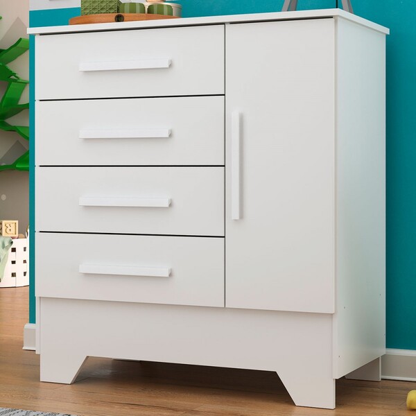 Cômoda Infantil Kids 1 Porta 4 Gavetas Branco - Panorama Móve