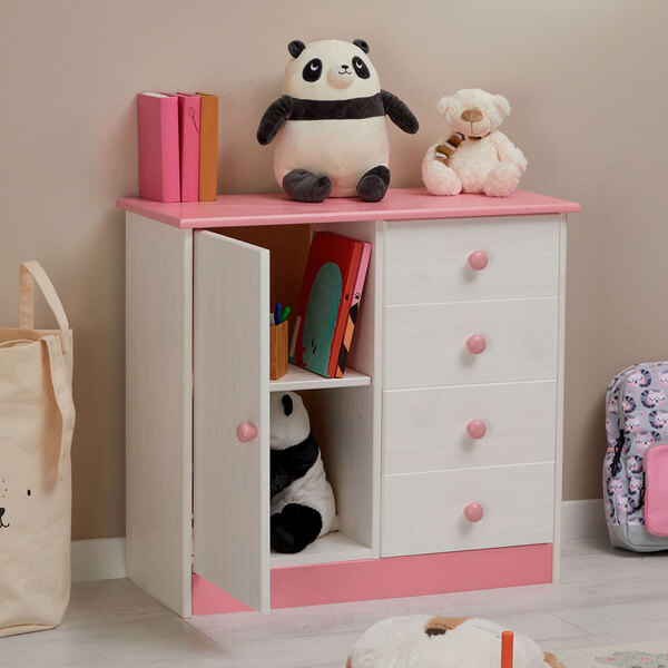 Cômoda Infantil Madeira Maciça 1 Porta 4 Gavetas Rondo - Bran