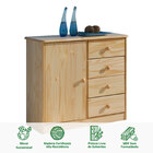 Cômoda Infantil Madeira Maciça 1 Porta 4 Gavetas Rondo - Natu