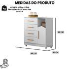 Cômoda Infantil Mdf Branca Moderna 1 Porta 4 Gavetas Top Bran