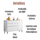 Cômoda Infantil Melinda 1 Porta 3 Gavetas Branco