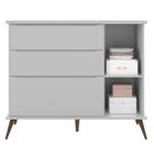 Cômoda Infantil Melinda 1 Porta E 3 Gavetas Cinza 100% Mdf