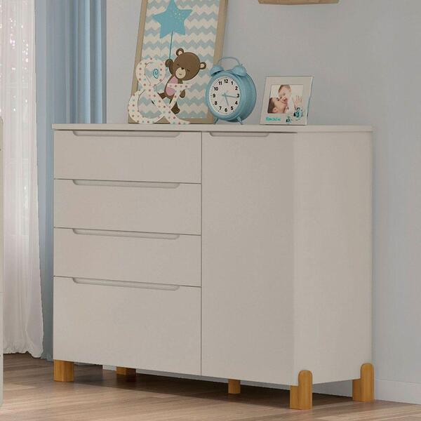 Cômoda Infantil Melody Decor 4 Gavetas 1 Porta Off White