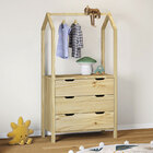 Cômoda Infantil Montessori Madeira Com Arara 3 Gavetas Amira