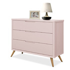 Cômoda Infantil Old Clean Com Puxador Em Cava Rosa Potente