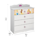 Cômoda Infantil Princesas Disney Star 4 Gavetas - Pura Magia