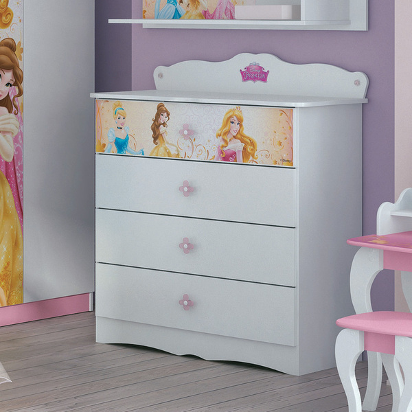 Cômoda Infantil Princesas Disney Star 4 Gavetas - Pura Magia