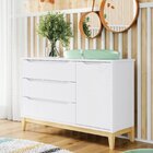 Cômoda Infantil Retrô 3 Gavetas 1 Porta Amor Perfeito  Branco