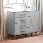 Cômoda Infantil Retrô 4 Gavetas Com Fraldário Ludmila Cinza F