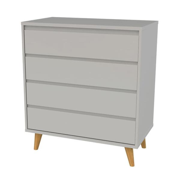 Cômoda Infantil Retrô 4 Gavetas Lorena Cinza Fosco Carolina B