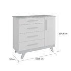 Cômoda Infantil Retrô Ii 1 Pt 4 Gv Branca E Cinza