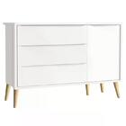 Cômoda Infantil Theo 1 Porta E 3 Gavetas Com Pés Madeira Natu