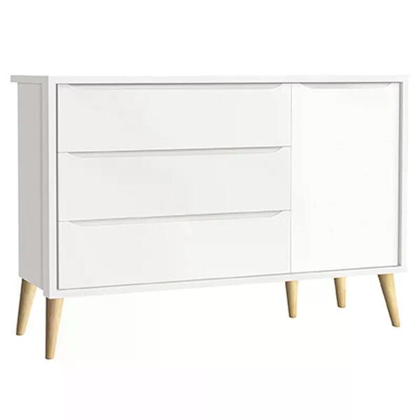 Cômoda Infantil Theo 1 Porta E 3 Gavetas Com Pés Madeira Natu