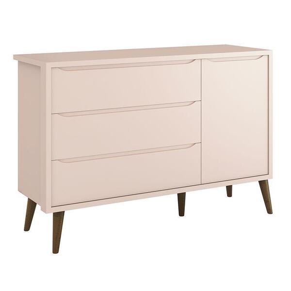 Cômoda Infantil Theo 1 Porta Rosa Com Pés Amadeirados – Reller