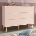 Cômoda Infantil Theo 6 Gavetas Com Pés Madeira Natural - Rell