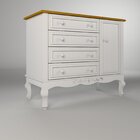 Cômoda Infantil Versailles 4 Gavetas 1 Porta  Mel/branco