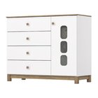 Cômoda Infatil Aconchego 1 Porta 4 Gavetas Branco E Jequitibá