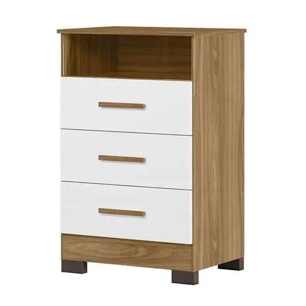 Cômoda Ísis 3 Gavetas Nature/branco - Peternella