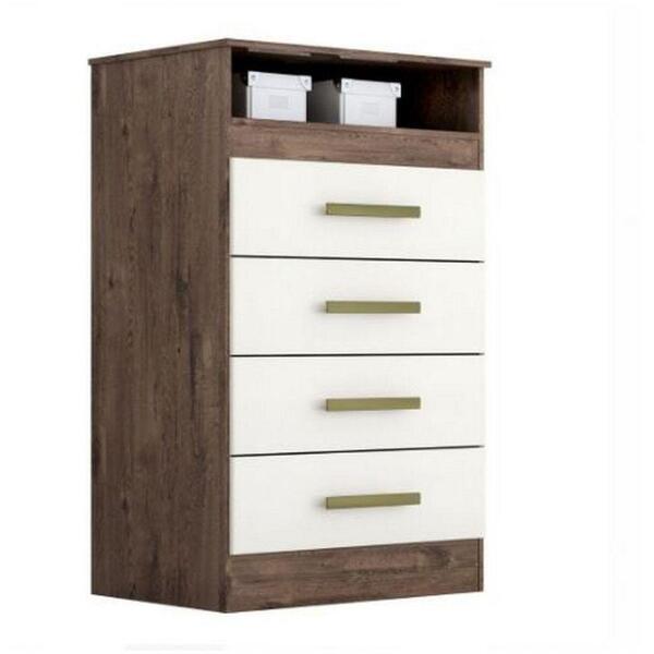 Cômoda Jessica Em Mdf Com 4 Gavetas Acp Móveis Café Com Off W
