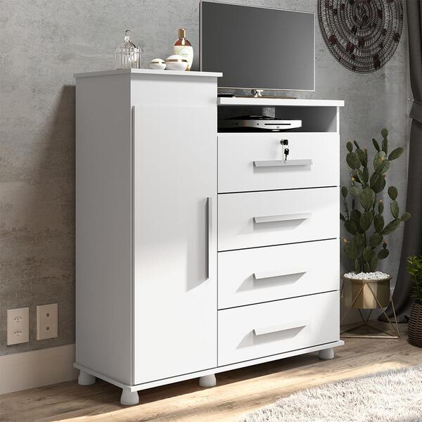 Cômoda Juma 4 Gavetas 1 Porta - Branco - Patrimar Móveis
