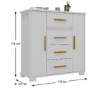 Cômoda Kyra 2 Portas 4 Gavetas Branco - Rodial