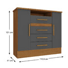 Cômoda Laguna 2 Portas 4 Gavetas Cinamomo/ Chumbo - Rodial