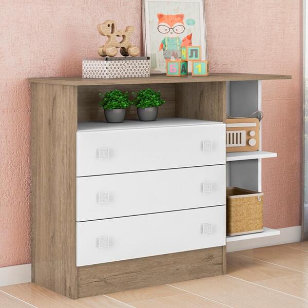 Cômoda Las Carvalho Rústico Branco