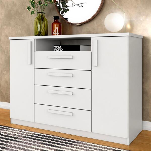 Comoda Leticia 2 Portas 4 Gavetas Branco - Moveis Arapongas