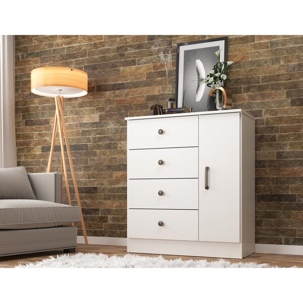 Cômoda Lisboa 1 Porta 4 Gavetas Móveis Sul Branco