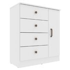 Cômoda Lisboa 1 Porta 4 Gavetas Móveis Sul Branco