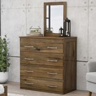 Cômoda Lisboa 4 Gavetas Com Espelho Madeira Maciça Castanho -