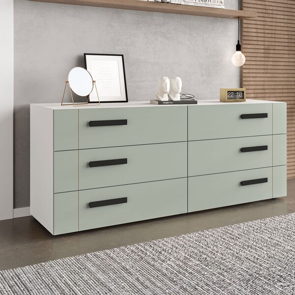 Cômoda Lisboa 6 Gavetas Branco/verde - Politorno