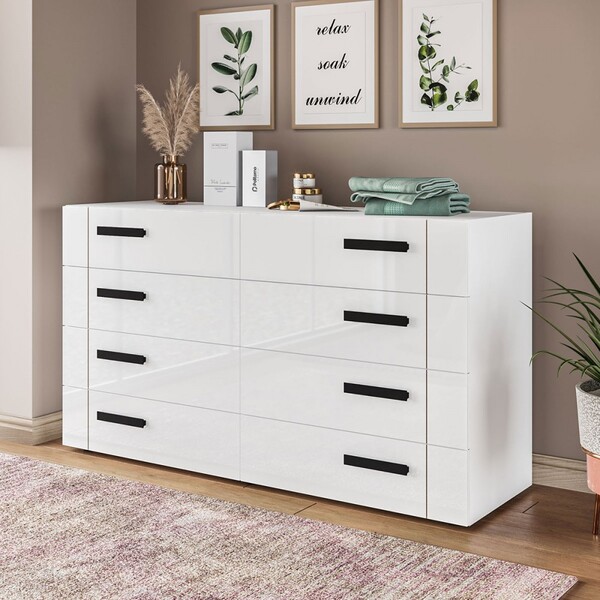 Cômoda Lisboa 8 Gavetas Branco - Politorno