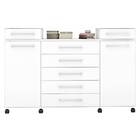 Cômoda London Com Rodízios 2 Portas 7 Gavetas Branco Tana Dec