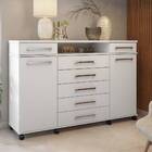 Cômoda London Com Rodízios 2 Portas 7 Gavetas Branco Tana Dec