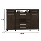 Cômoda London Com Rodízios 2 Portas 7 Gavetas Ébano Tana Decor