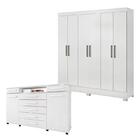Cômoda London E Guarda Roupa Casal Prático Branco - Demóbile