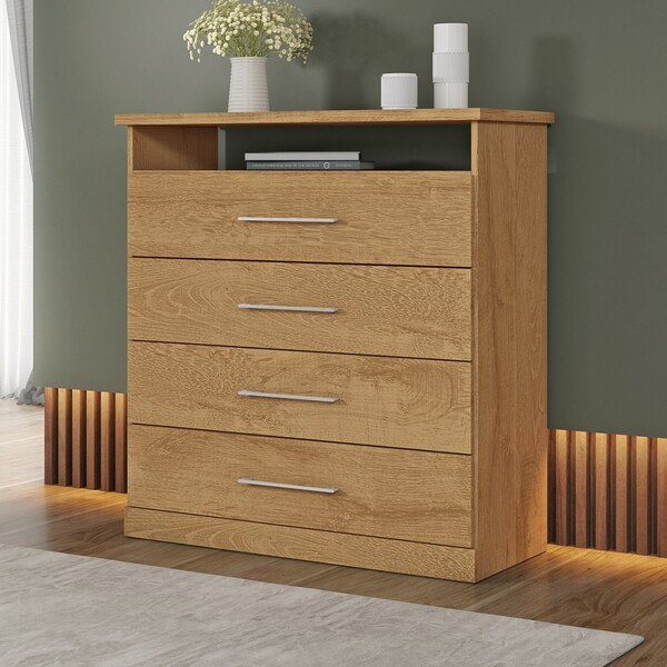 Cômoda Londres 4 Gavetas Amêndoa - Europa Móveis