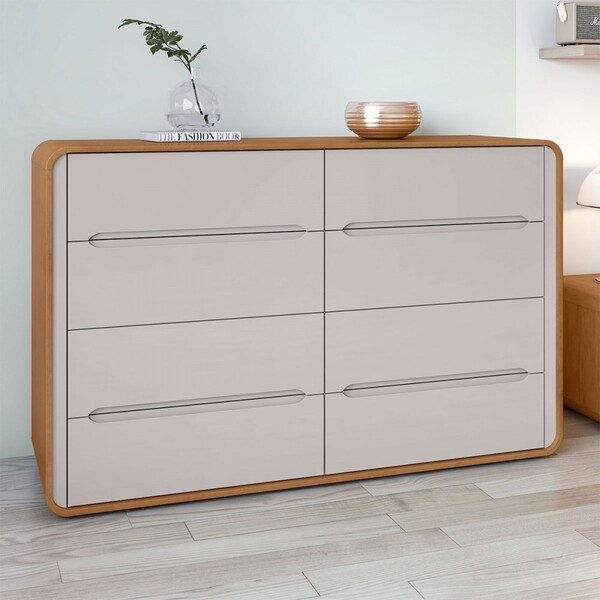 Cômoda Loop 8 Gavetas Amêndoa Clean/off White - Móveis Lopas