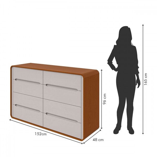 Cômoda Loop 8 Gavetas Frassino/off White - Móveis Lopas