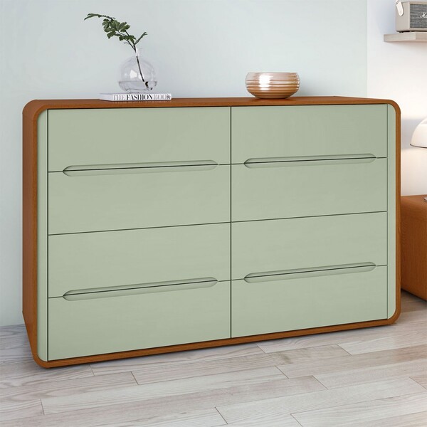 Cômoda Loop 8 Gavetas Frassino/salvia - Móveis Lopas