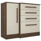 Cômoda Luna 1 Porta 4 Gavetas Ébano Rústico/off White - Qmovi