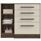 Cômoda Luna 1 Porta 4 Gavetas Ébano Rústico/off White - Qmovi