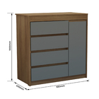 Comoda Madeira 4 Gavetas Marrom Milano Luciane